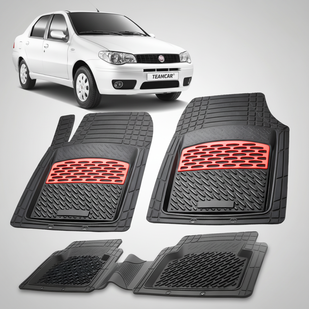 Covorase auto tip tavita dedicate pentru Fiat Albea Facelift Sedan 178 Compatibile 2006-2012 | Red - cauciuc antiderapant, usor de curatat