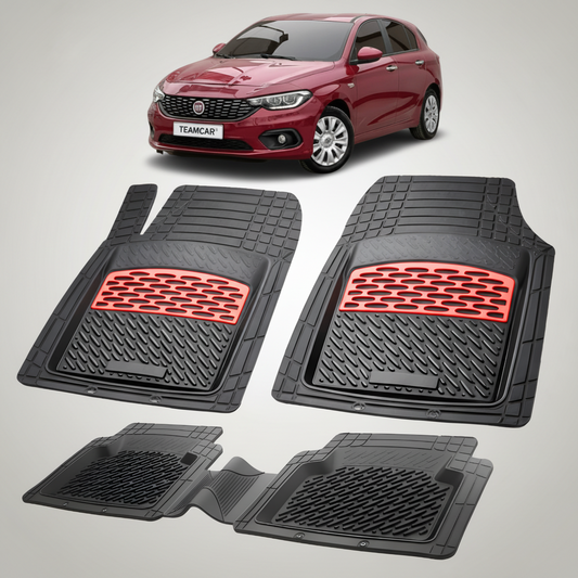 Covorase auto tip tavita dedicate pentru Fiat Tipo Egea Hatchback 2016-2020 | Red - cauciuc antiderapant, usor de curatat
