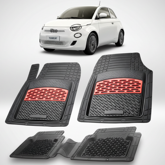 Covorase auto pentru Covorase Fiat 500e Compatibile 2020+ | Red - cauciuc antiderapant, usor de curatat