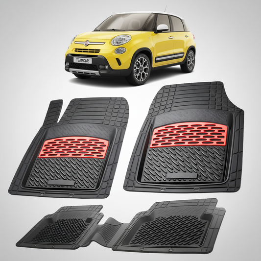 Covorase auto tip tavita pentru Fiat 500L Trekking Compatibile 2013-2017 | Red - cauciuc antiderapant, usor de curatat