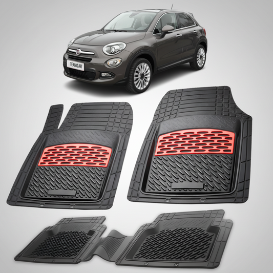 Covorase auto pentru Fiat 500X Compatibile 2014-2018 | Red - cauciuc antiderapant, usor de curatat