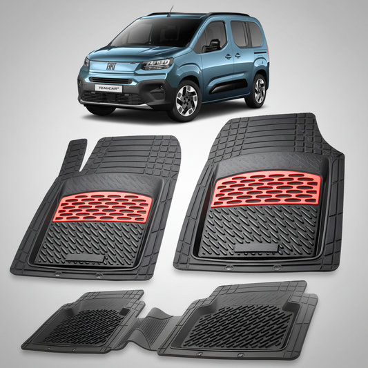 Covorase auto tip tavita dedicate pentru Fiat Doblo III K9 MPV Compatibile 2022-2026 | Red - cauciuc antiderapant, usor de curatat