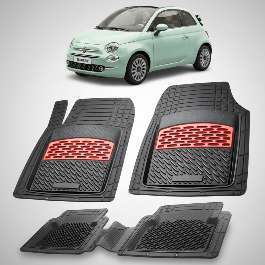 Covorase auto tip tavita dedicate pentru  Fiat 500C (Cabrio) |  cauciuc antiderapant, usor de curatat