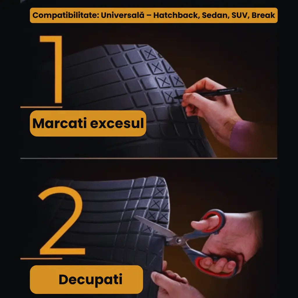 Covorase auto tip tavita , cauciuc antiderapant, usor de curatat