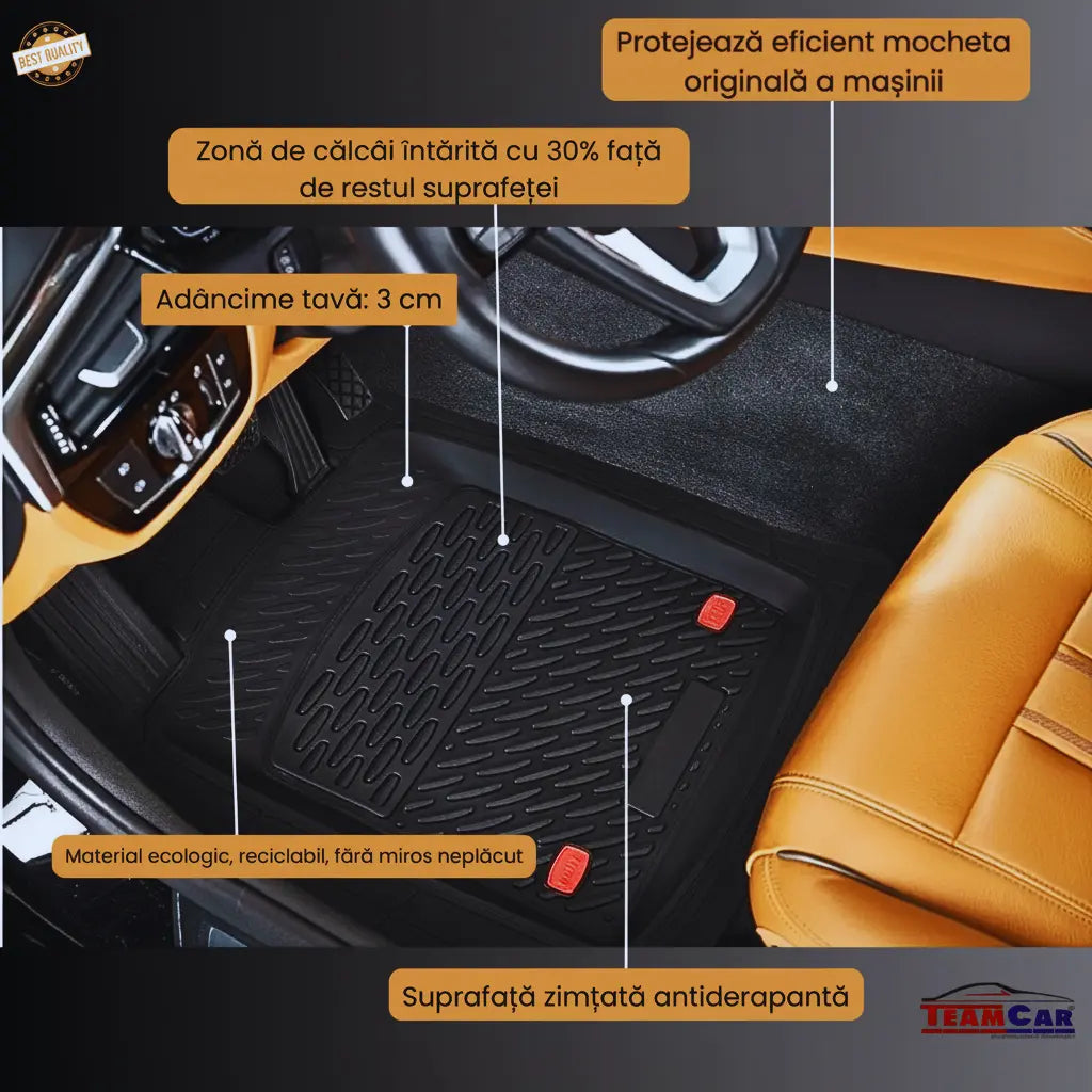 Covorase auto tip tavita , cauciuc antiderapant, usor de curatat