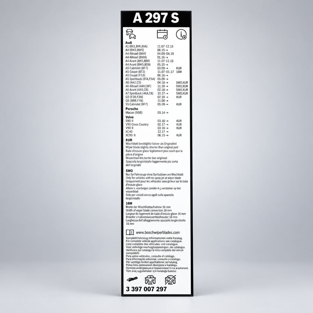 Compatibilitate BOSCH A297S pe ambalaj