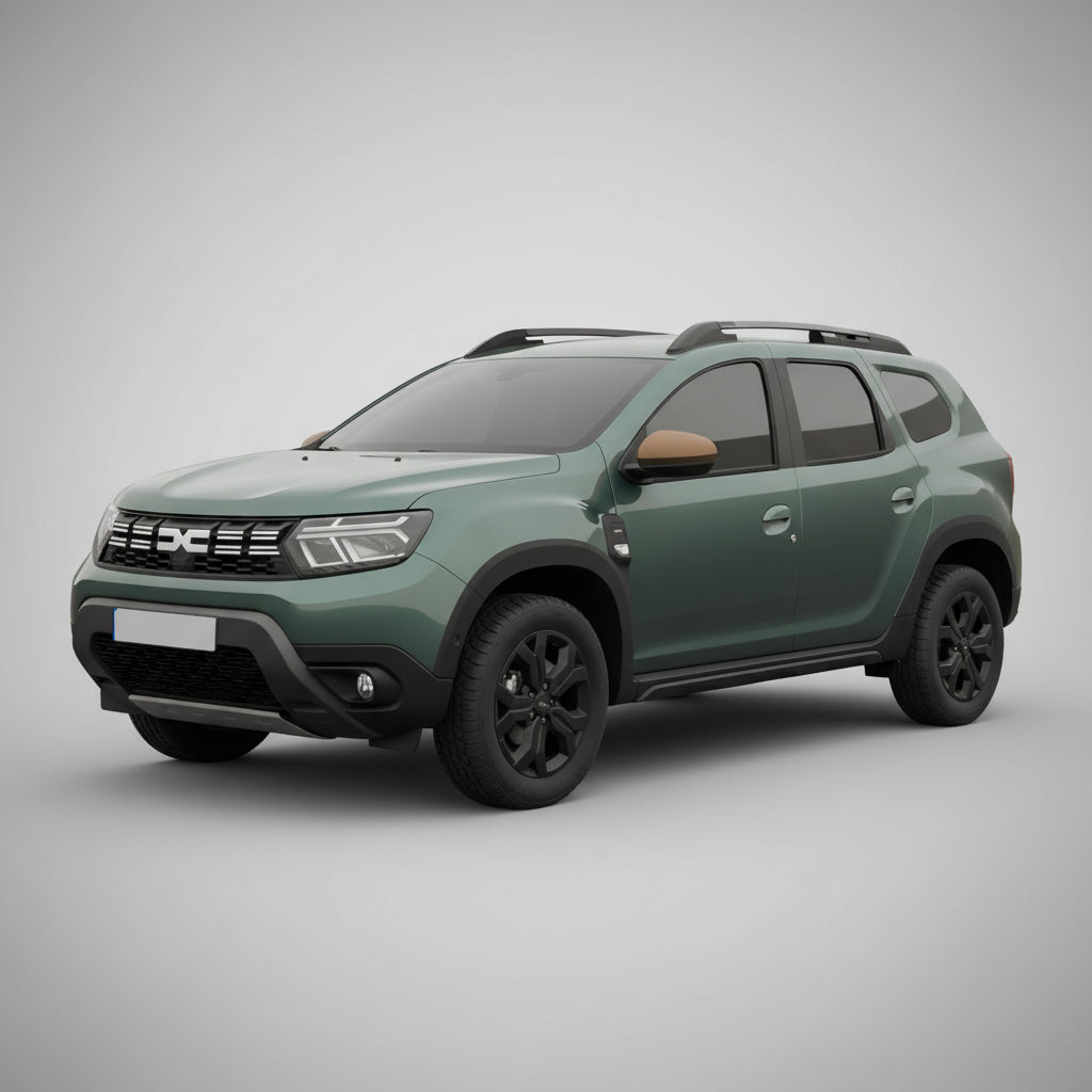 Green SUV on a gray background