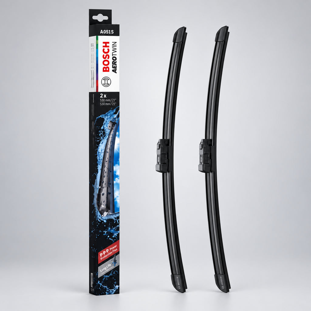 Ambalaj Bosch Aerotwin A051S alături de două ștergătoare