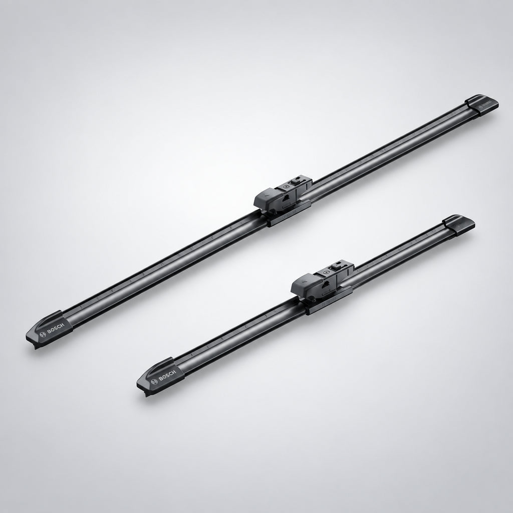 Set Bosch Aerotwin A156S cu două lamele, vedere oblică a adaptoarelor