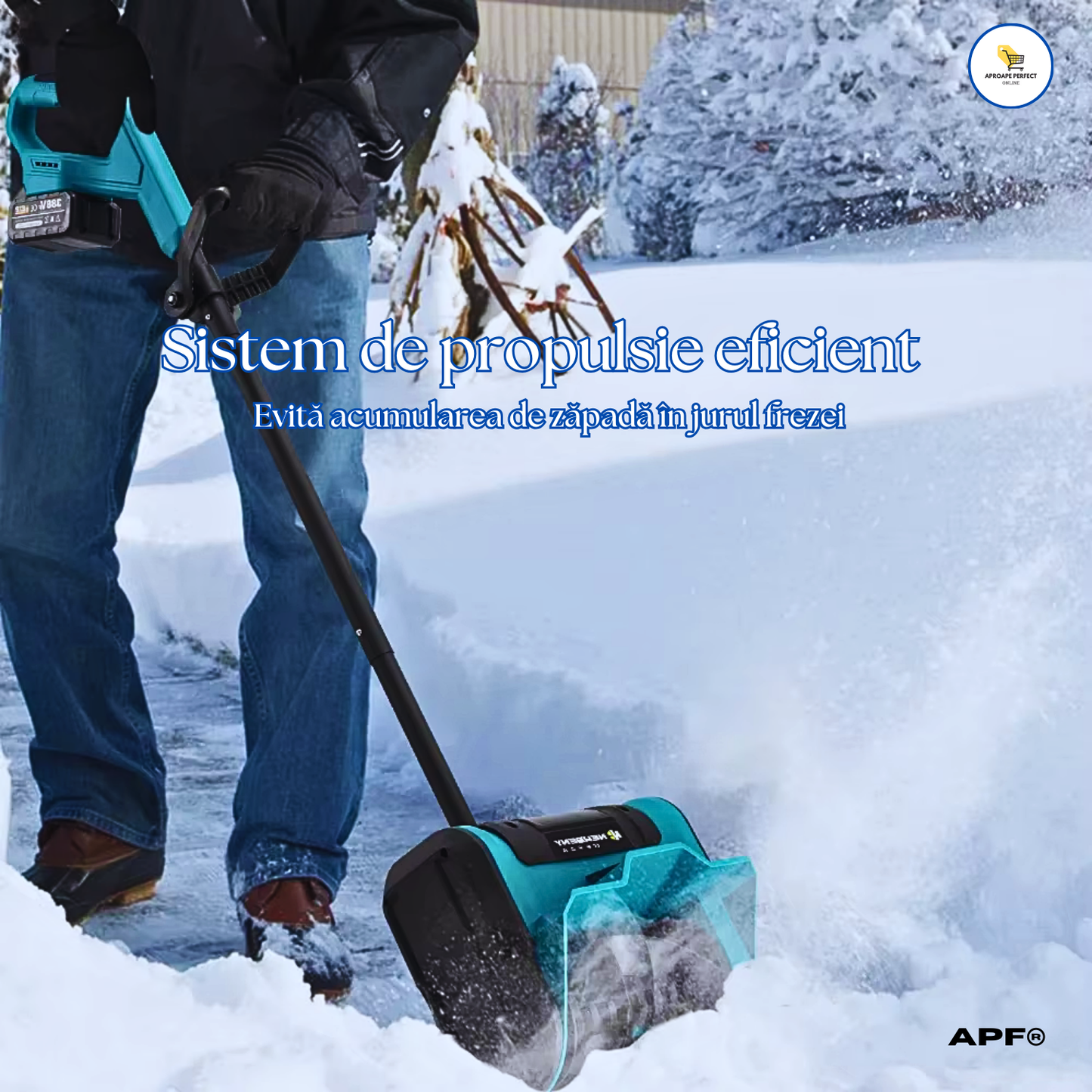 Freza de Zăpadă APF® 2000W, Cordless, Cu 2 Acumulatori  Lățime 250mm