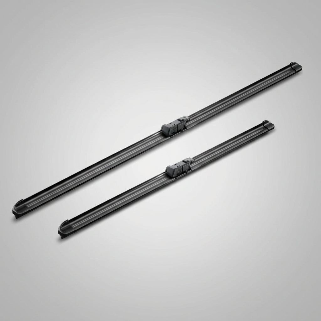 Set de două lame Bosch Aerotwin A586S văzut oblic, cu adaptoarele centrale