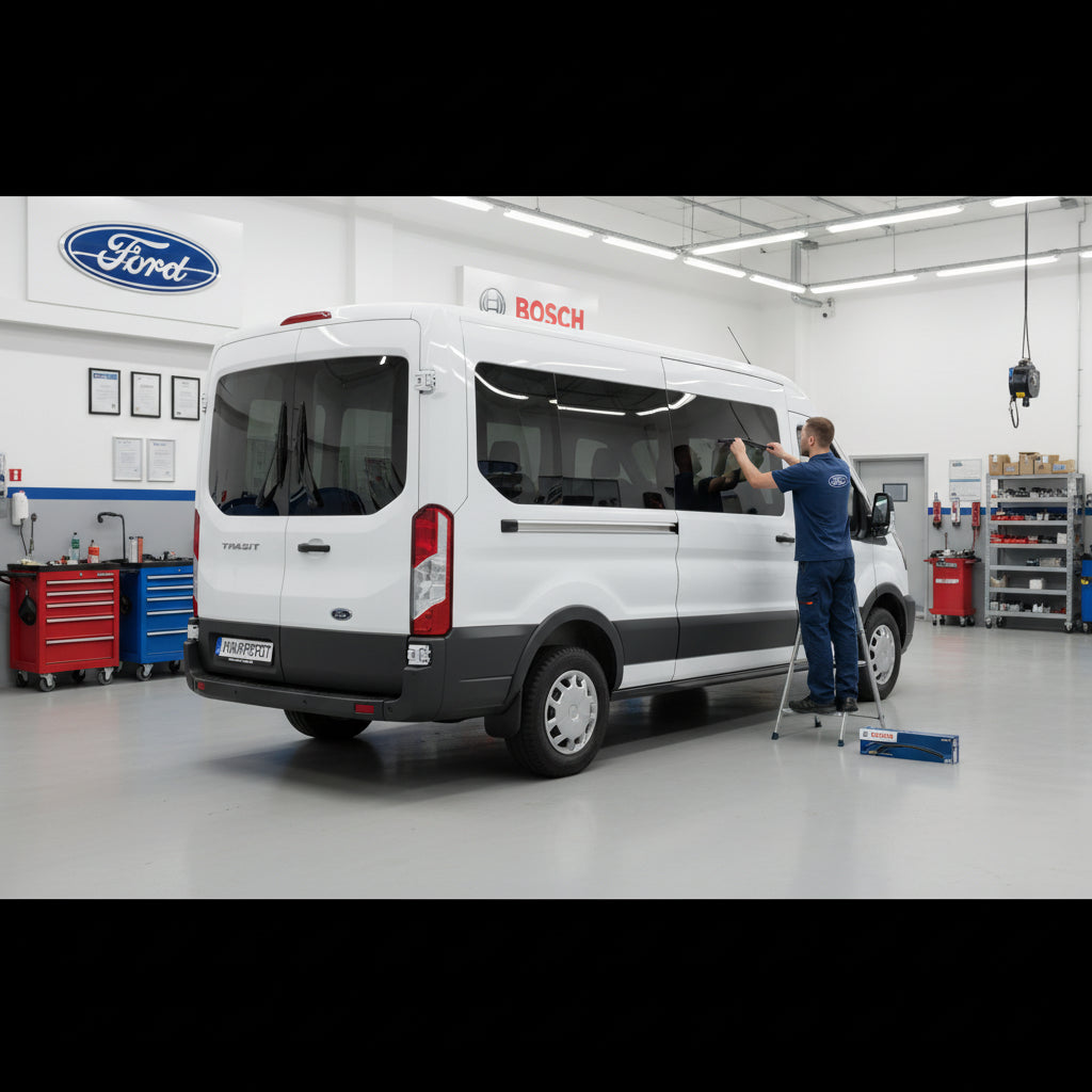 Schimbare Ștergător Lunetă Bosch Twin H341 la Ford Transit V363 Bus (FAD, FBD) 2013–2023