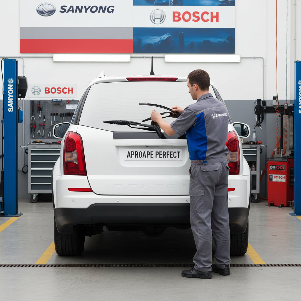 Schimbare Ștergător Lunetă Bosch Twin H341 la SsangYong Rexton / Rexton II Van 2002–2012