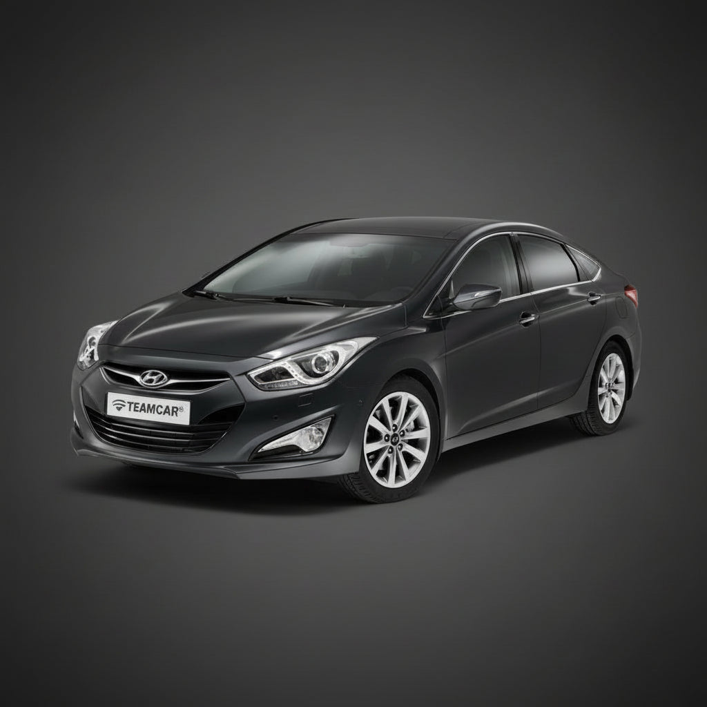 Black Hyundai car on a gray background