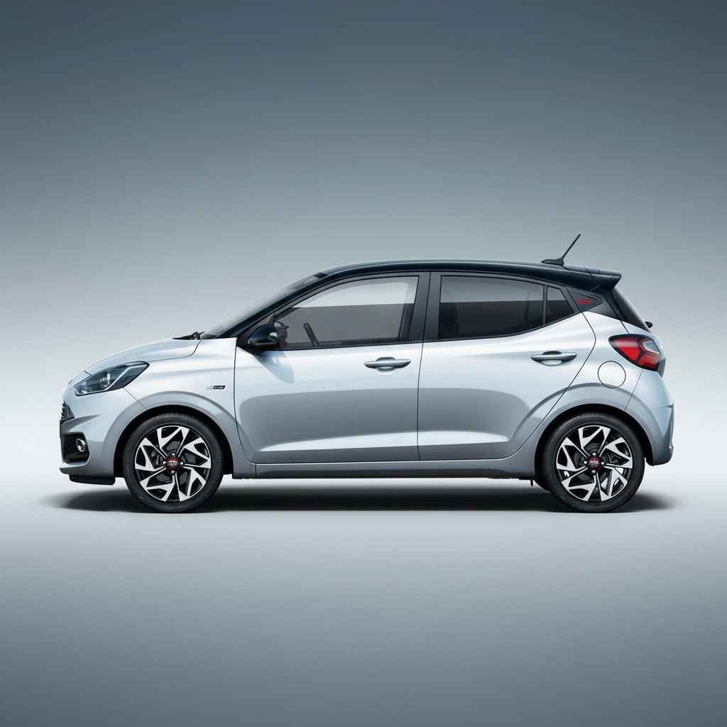 Side view of a hyundai i10 car on a white background