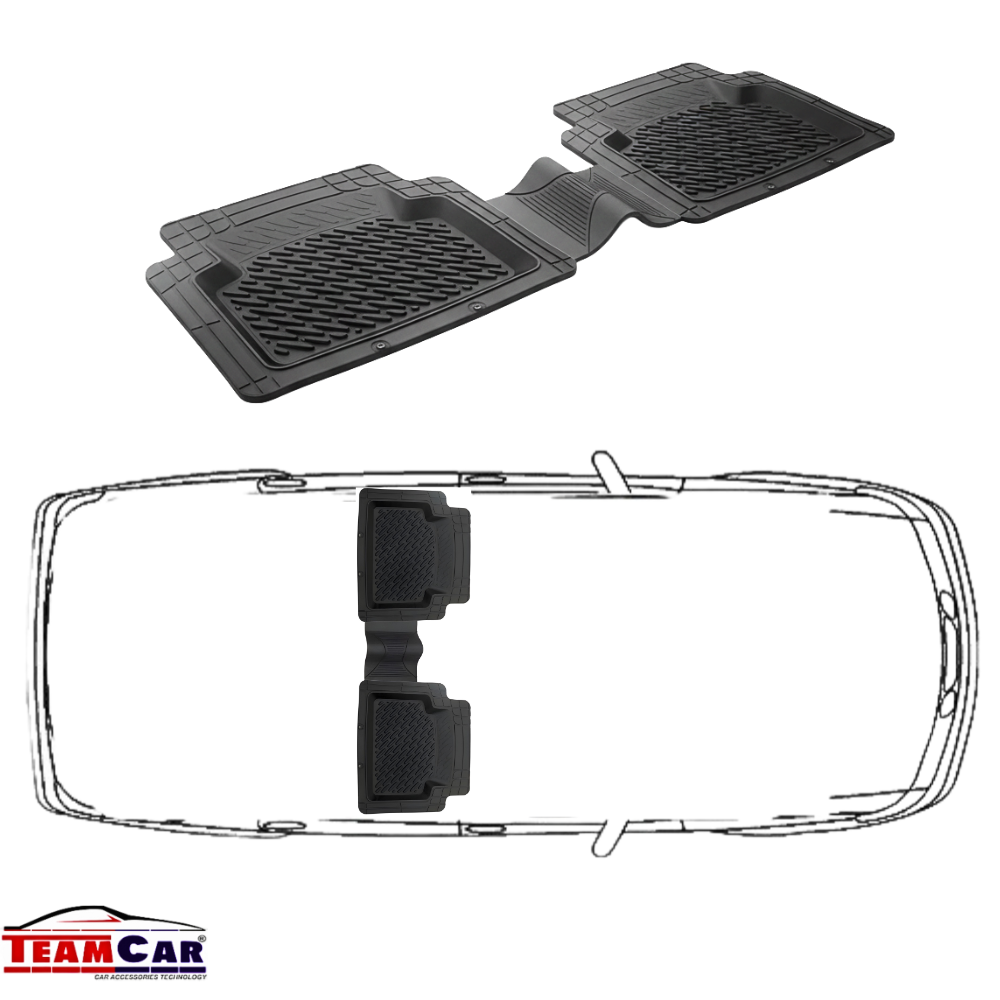 Set mit 3 TeamCar® Kofferraummatten – Wannenform, strapazierfähiges Gummi, universell 