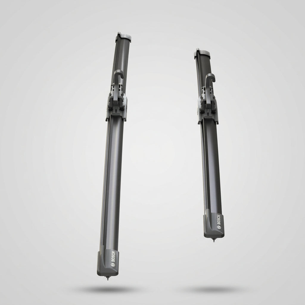Doua lamele Bosch Aerotwin A204S asezate vertical, vedere de ansamblu