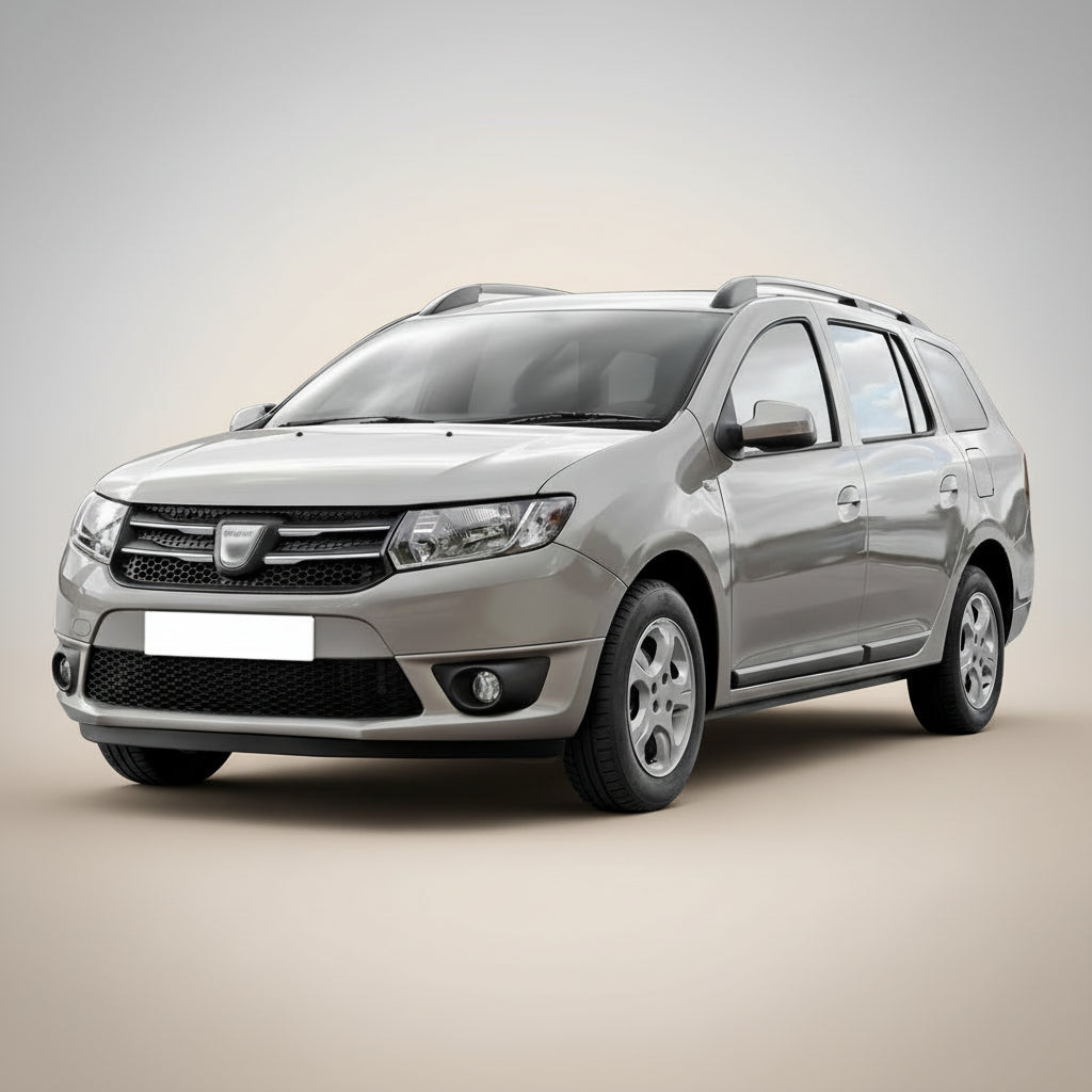 Silver SUV on a white background