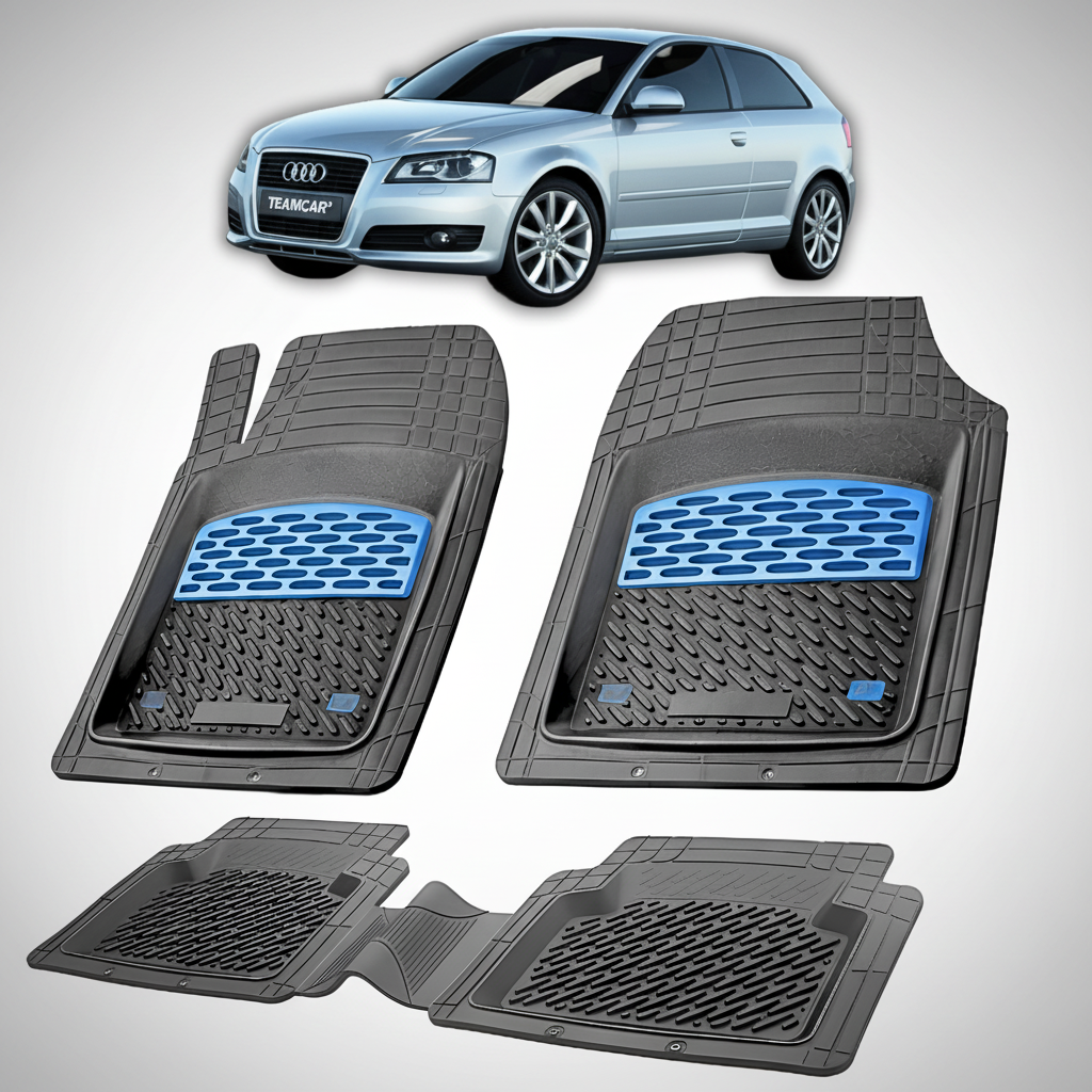 Set of car floor mats with Audi logo in the corner