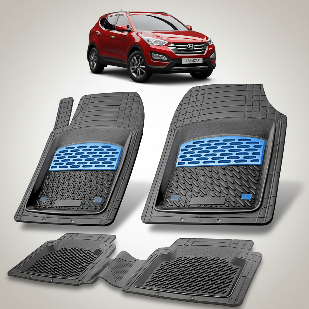 Set of car floor mats with a red Hyundai SUV in the background