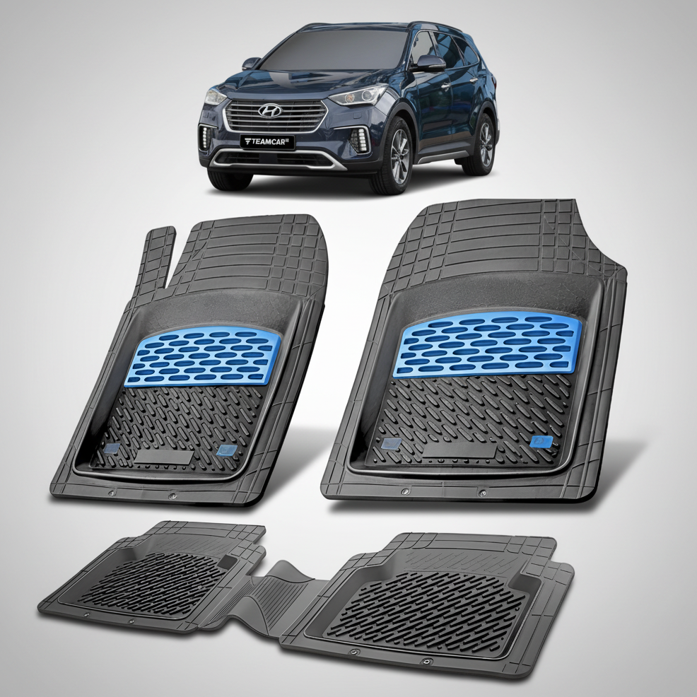 Set of car floor mats with a Hyundai SUV in the background