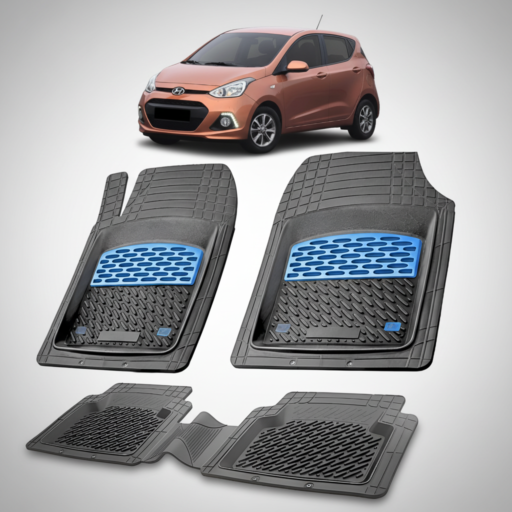 Set of car floor mats with a car in the background