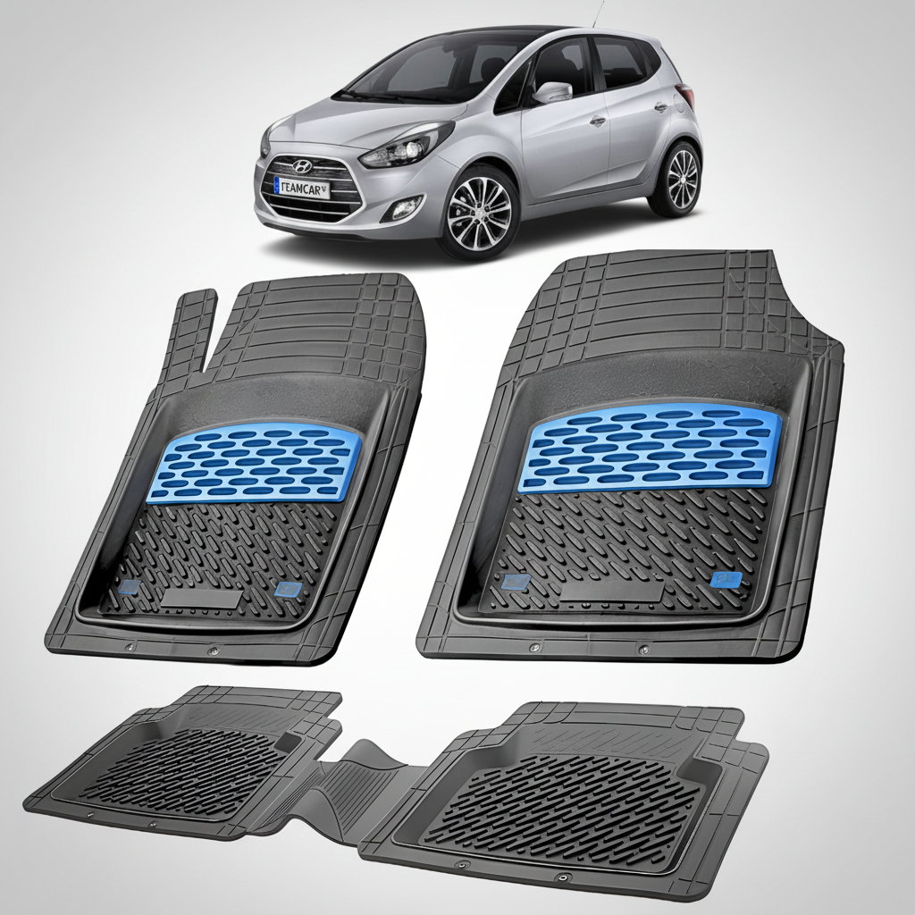 Set of car floor mats with a car in the background