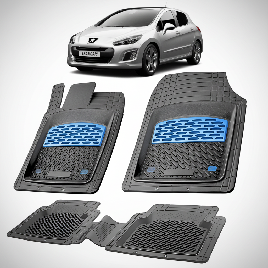 Set of car floor mats with a car in the background