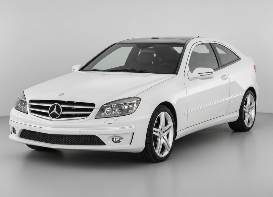 White Mercedes-Benz car on a white background