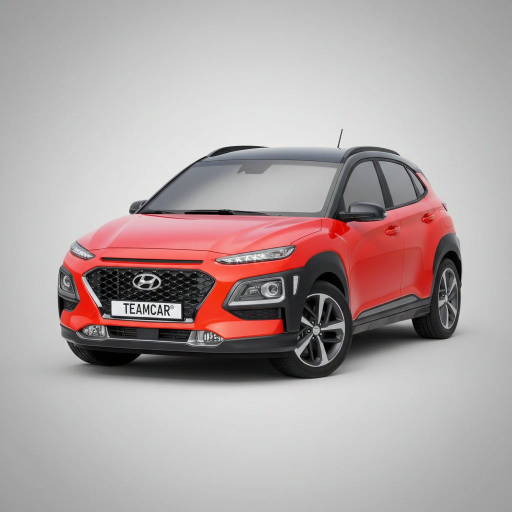 hyundai kona 2017 roșu pe fundal gri