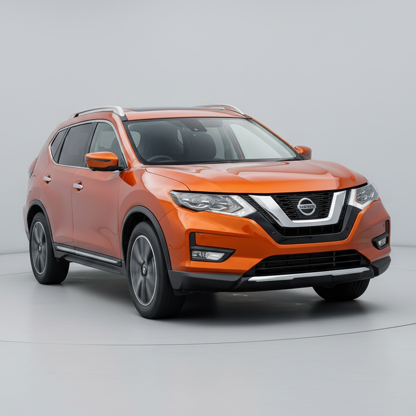 Orange Nissan SUV on a white background
