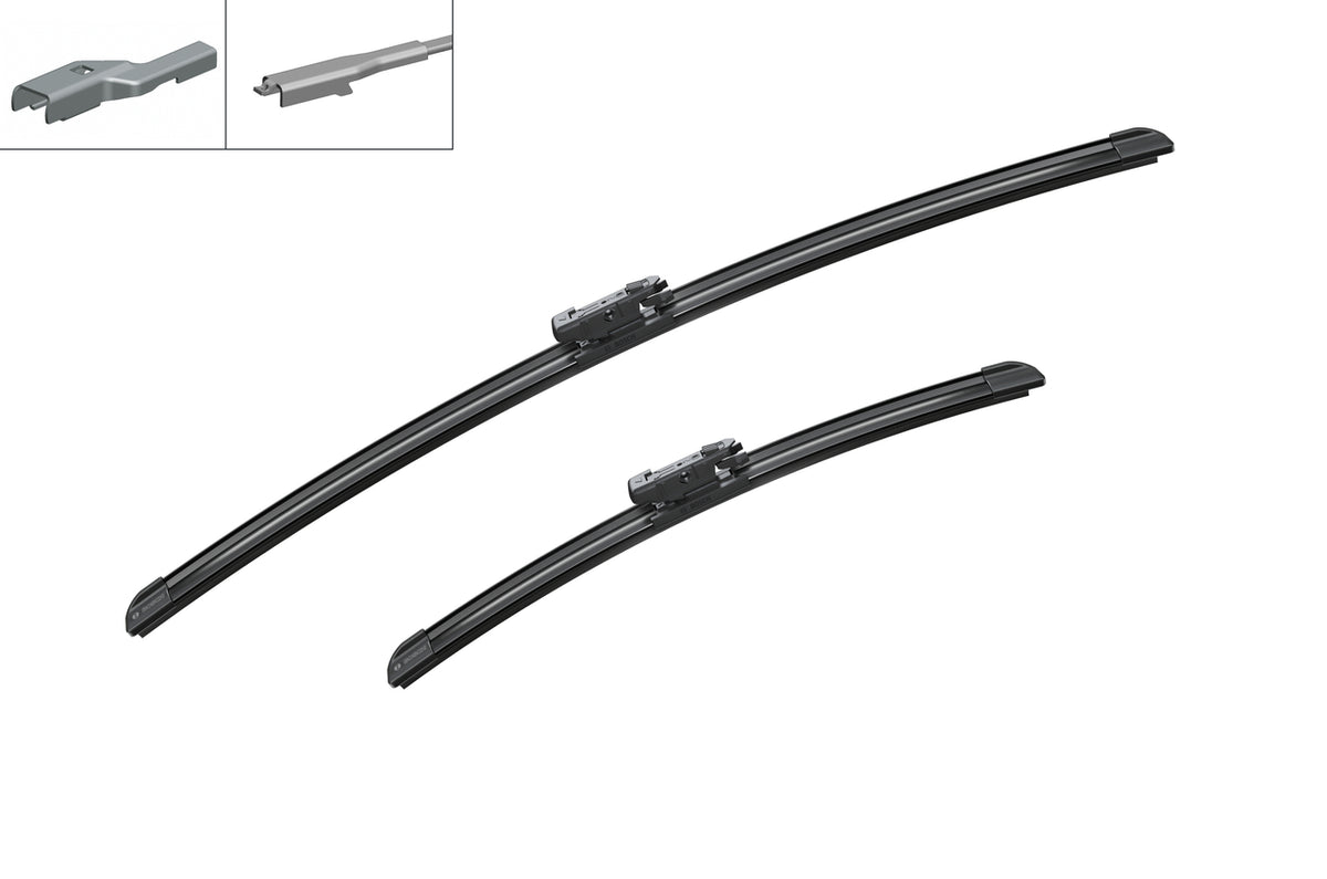 Pereche de lamele Bosch Aerotwin A292S cu detalii ilustrate ale bratelor