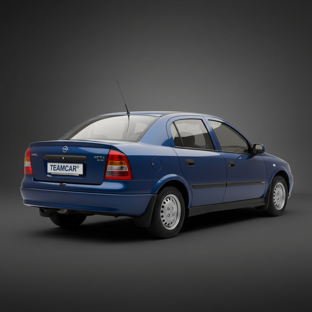 Blue Opel Astra car on a black background