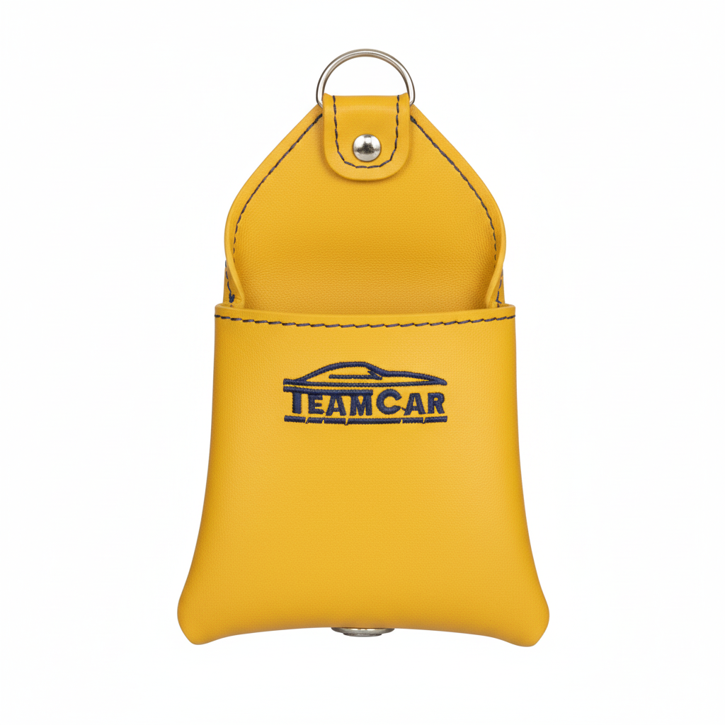 TeamCar Multifunktionaler Auto-Organizer aus gelbem Leder – Aufbewahrungstasche, Belüftungsgitter 