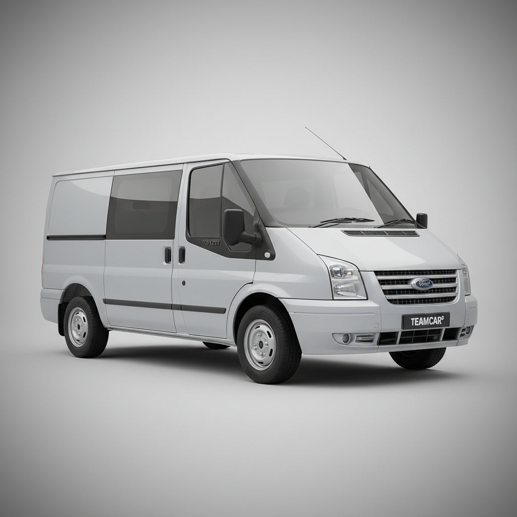 Covorase auto tip tavita dedicate pentru Ștergătoare Ford Transit Mk7 Minibus Long (2006–2009) TeamCar® – Flat | Set față - cauciuc antiderapant, usor de curatat