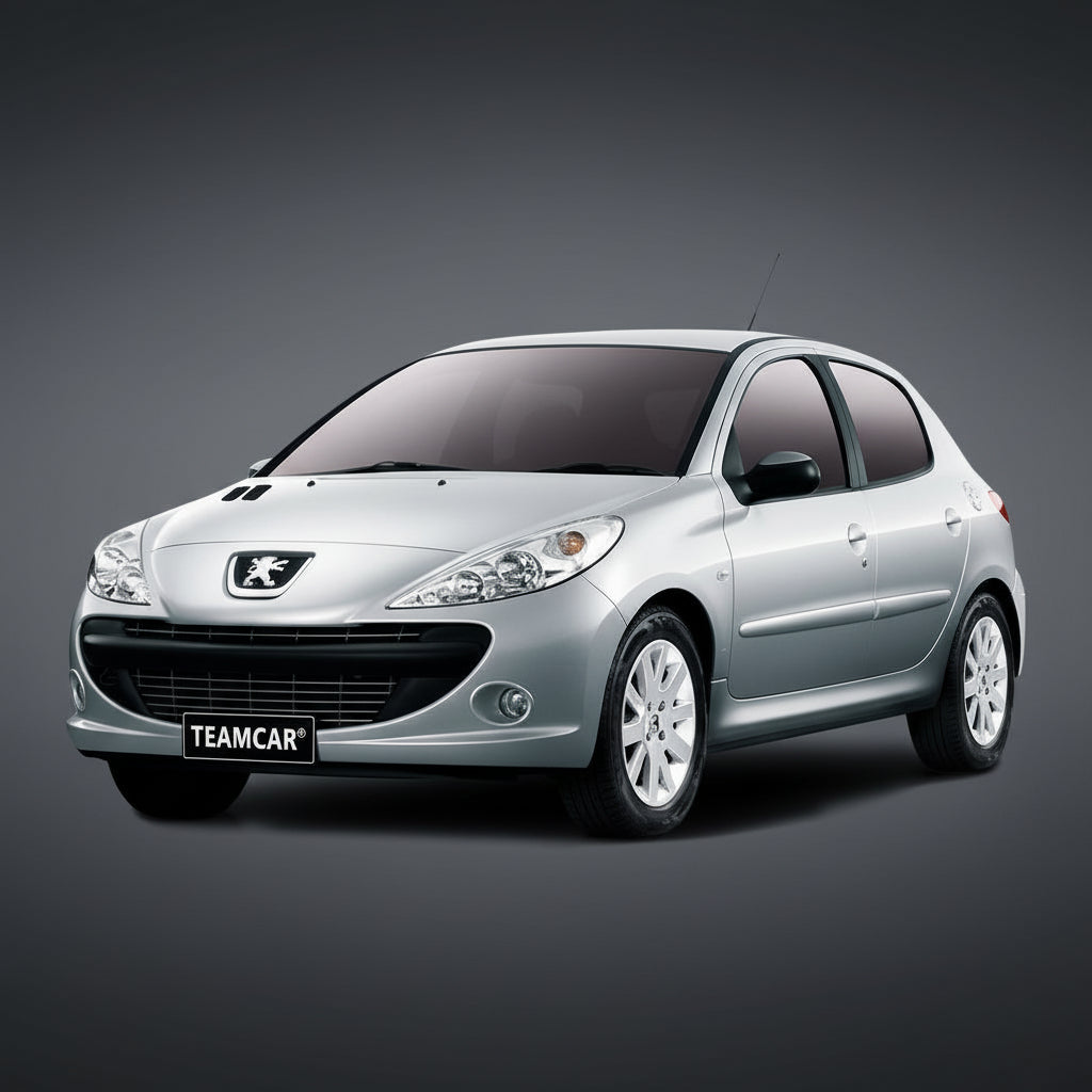 Silver Peugeot 206+ car on a white background