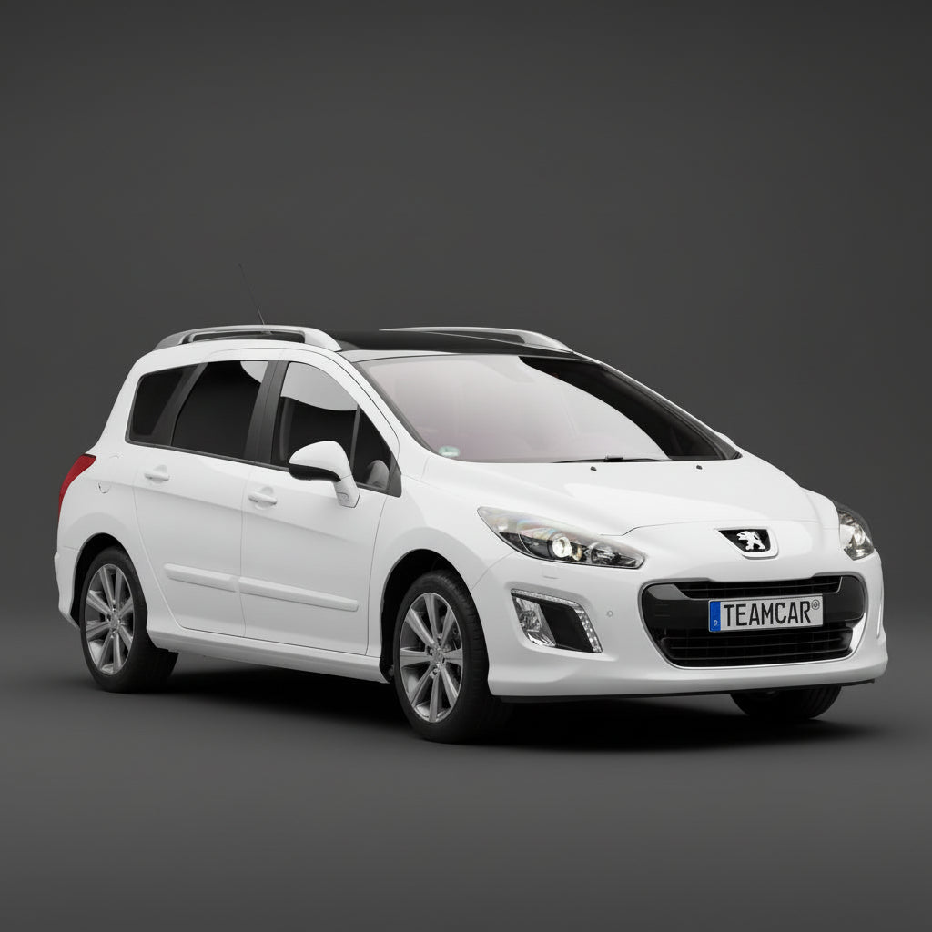 White car with 'TEAMCAR' license plate on a gray background