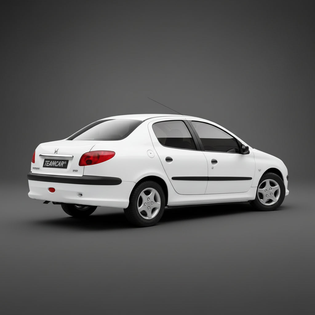 White car on a gray background