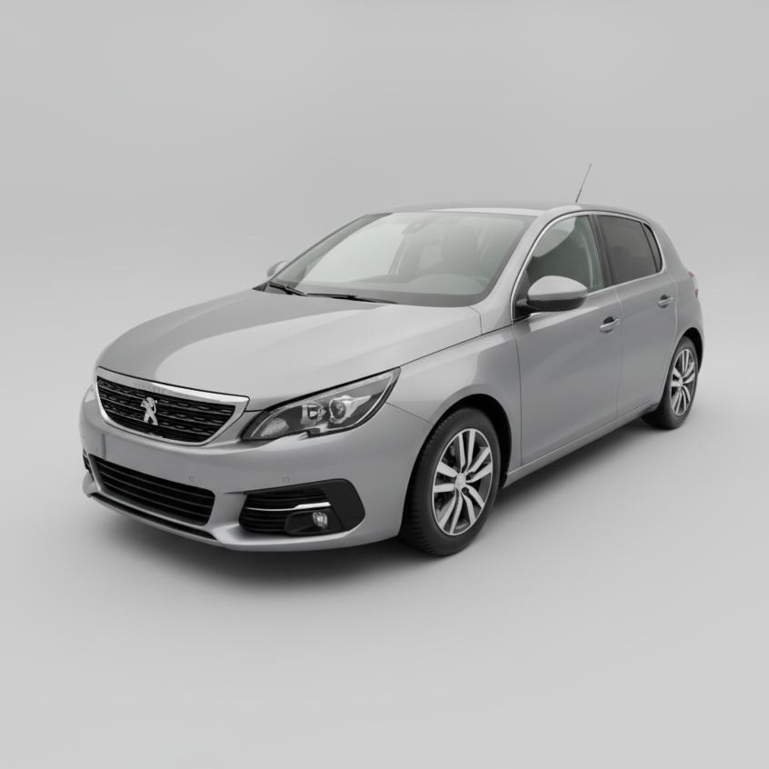 Silver car on a white background