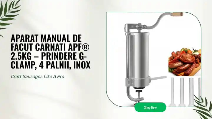 Aparat Manual de Facut Carnati APF&reg; 2.5kg &ndash; Prindere G-Clamp, 4 Palnii, Inox by@Outfy