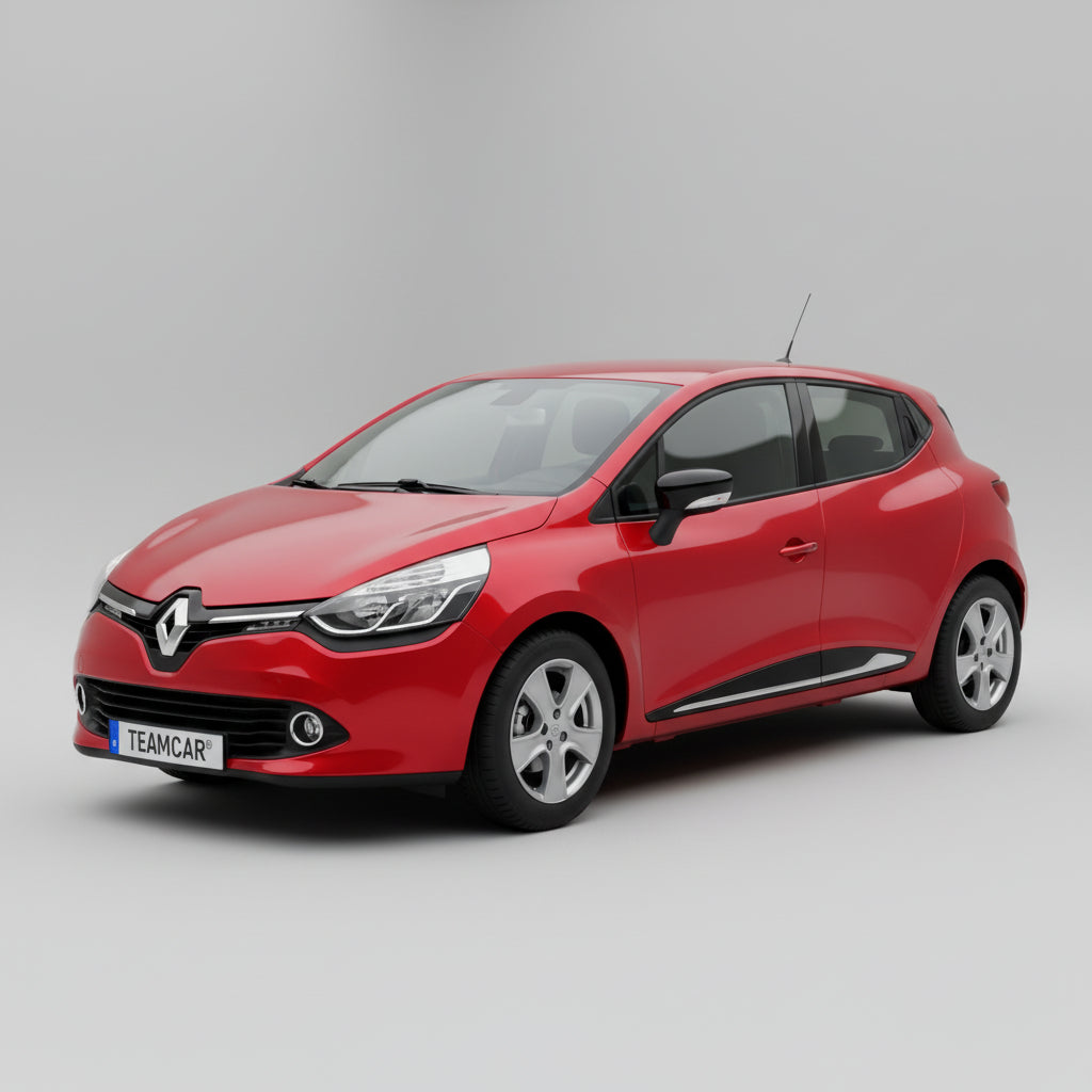 renault clio iv hatchback roșu pe fundal gri.