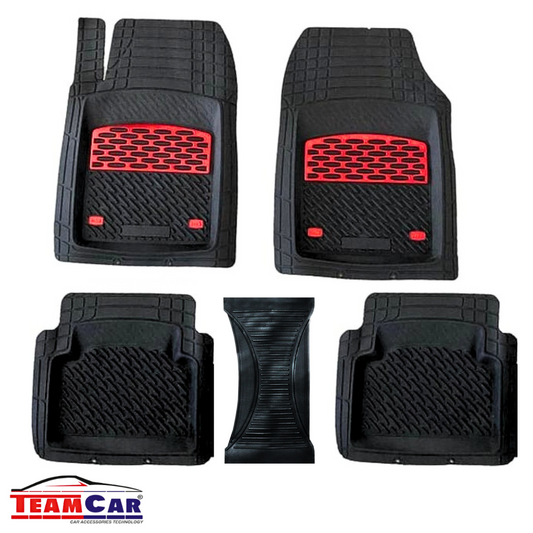 Covorase auto tip tavita dedicate pentru Covorase Auto Cauciuc Universale Set 5 Piese | Red - cauciuc antiderapant, usor de curatat