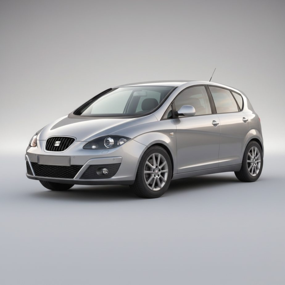 Silver car on a white background