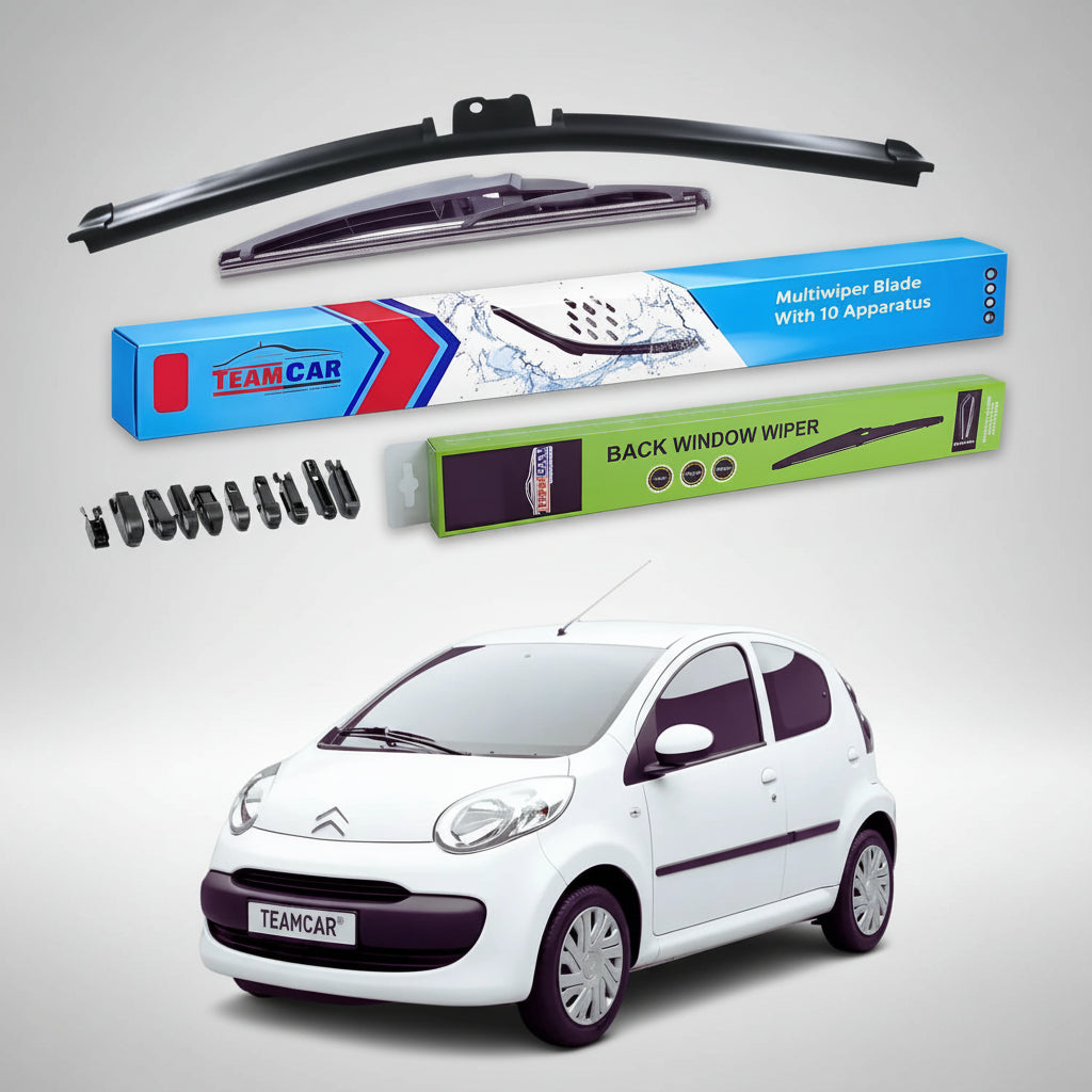 Ștergătoare Citroën C1 Gen I B0 Hatchback 2005-2014 | Ștergător Față și Spate Flat Premium – TeamCar®