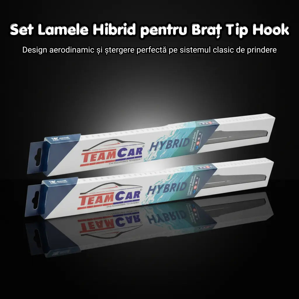 Set de ștergătoare hibrid cu prindere hook.