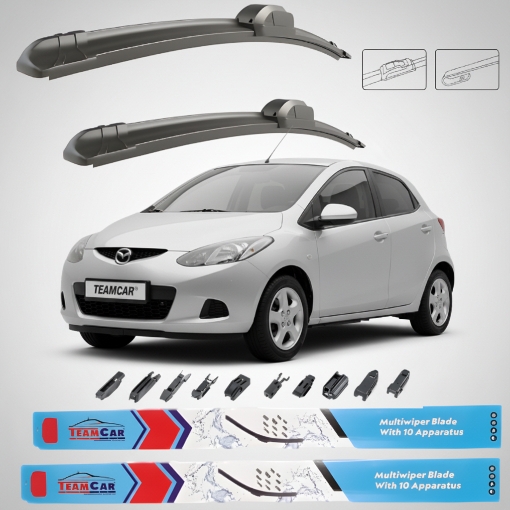 Ștergătoare Mazda 2 DE 2007-2010 5 uși | Set Față Flat Premium – TeamCar®