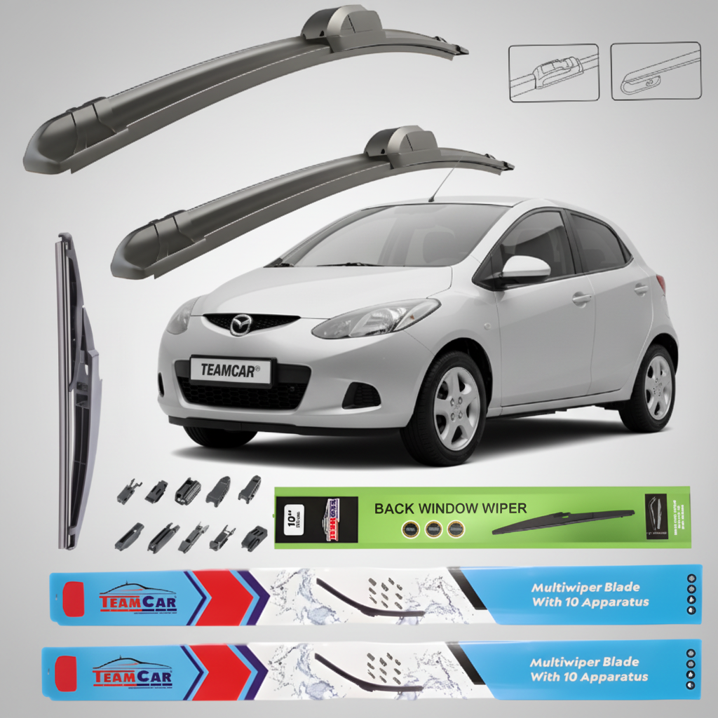 Ștergătoare Mazda 2 DE 2007-2010 5 uși | Set Față și Spate Flat Premium – TeamCar®