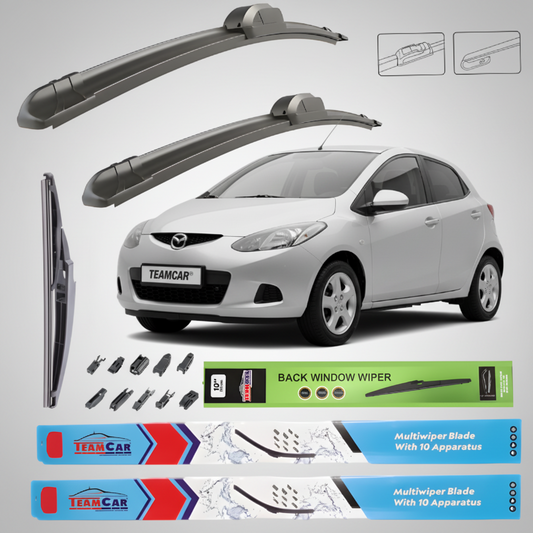 Ștergătoare Mazda 2 DE 2007-2010 5 uși | Set Față și Spate Flat Premium – TeamCar®