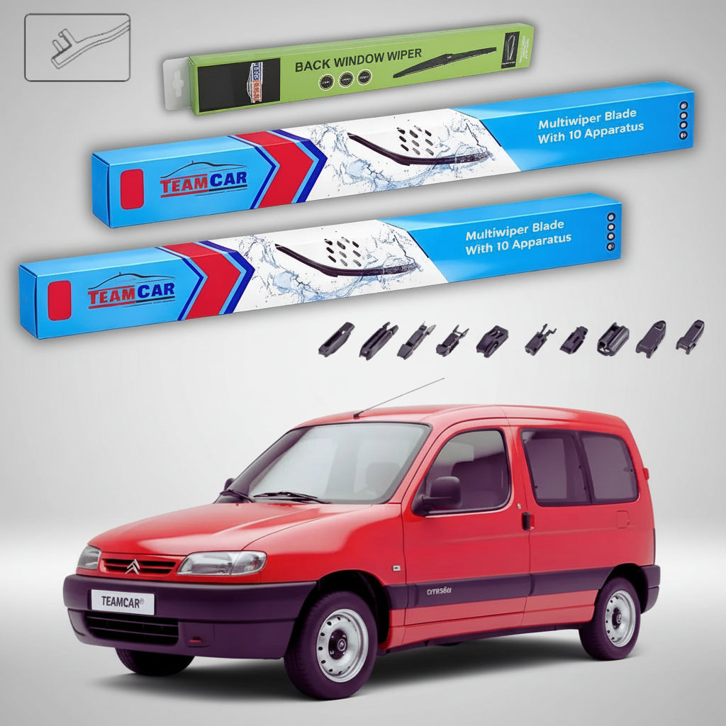 Ștergătoare Citroën Berlingo Gen I (M49/M59) MPV 2-Door 1996-2008 | Set Față și Spate Flat Premium – TeamCar®
