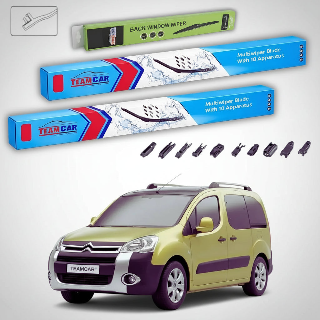 Ștergătoare Citroën Berlingo Gen II (B9) MPV 2008-prezent | Set Față și Spate Flat Premium – TeamCar®